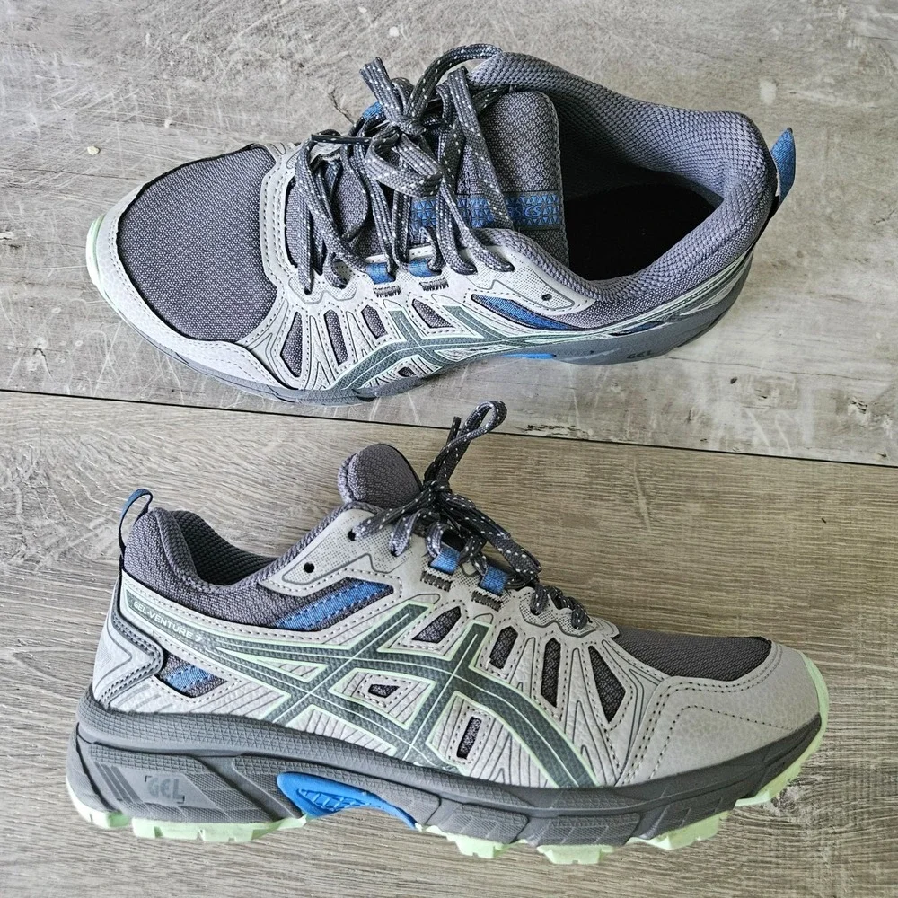 ASICS GEL-Venture 7 Trail Running Shoes Womens 7 WIDE Grey Hiking Sneaker